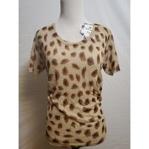 Escada Sheer Sparkle Leopard Print Beige Brown Vintage Shirt Blouse Top 38 Italy